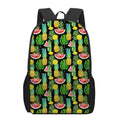 Black Tropical Pineapple Pattern Print 17 Inch Backpack