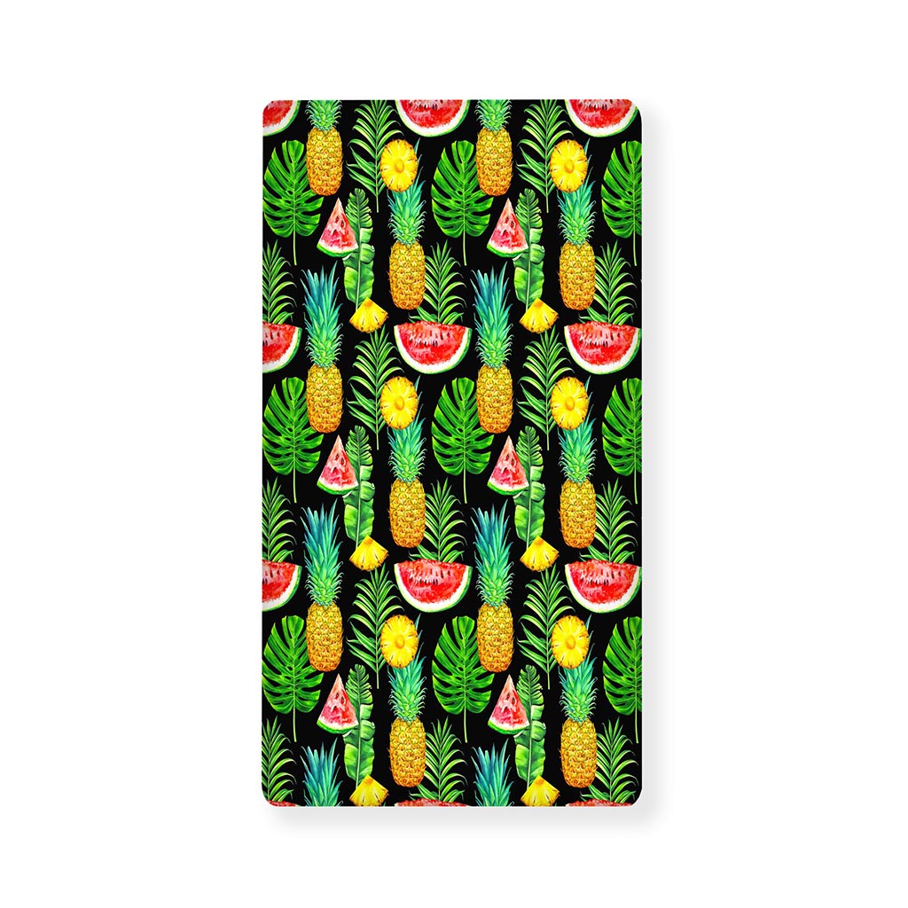 Black Tropical Pineapple Pattern Print Baby Crib Sheet