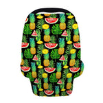 Black Tropical Pineapple Pattern Print Baby Seat Cover