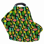 Black Tropical Pineapple Pattern Print Baby Seat Cover