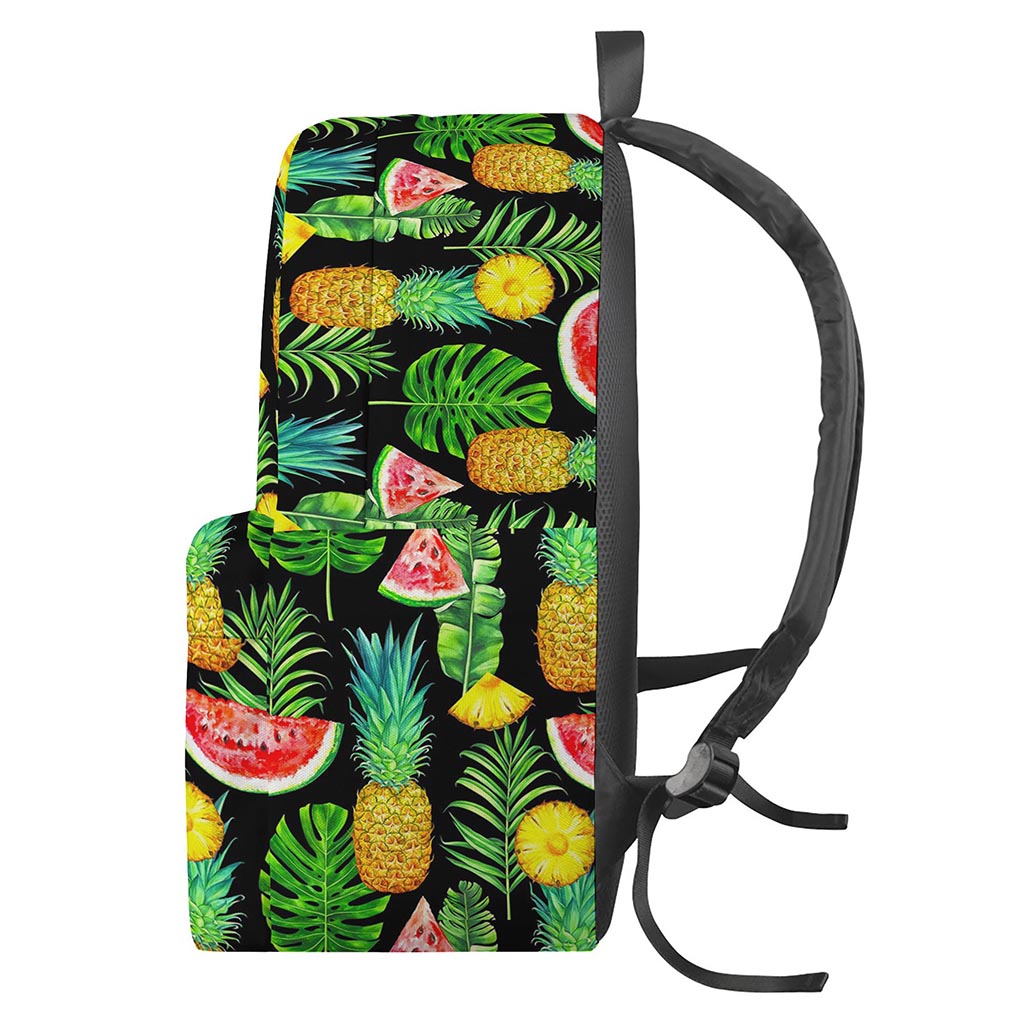 Black Tropical Pineapple Pattern Print Backpack