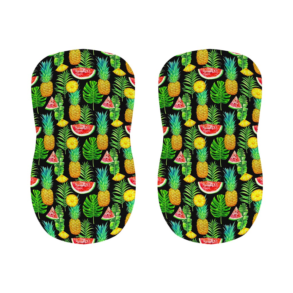 Black Tropical Pineapple Pattern Print Bar Stool Covers