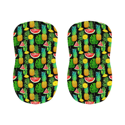 Black Tropical Pineapple Pattern Print Bar Stool Covers