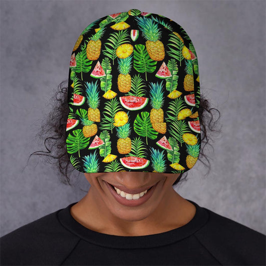 Black Tropical Pineapple Pattern Print Baseball Cap