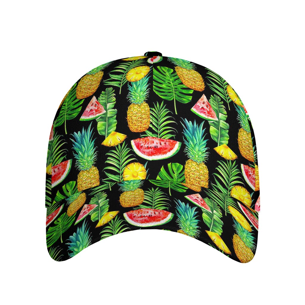 Black Tropical Pineapple Pattern Print Baseball Cap