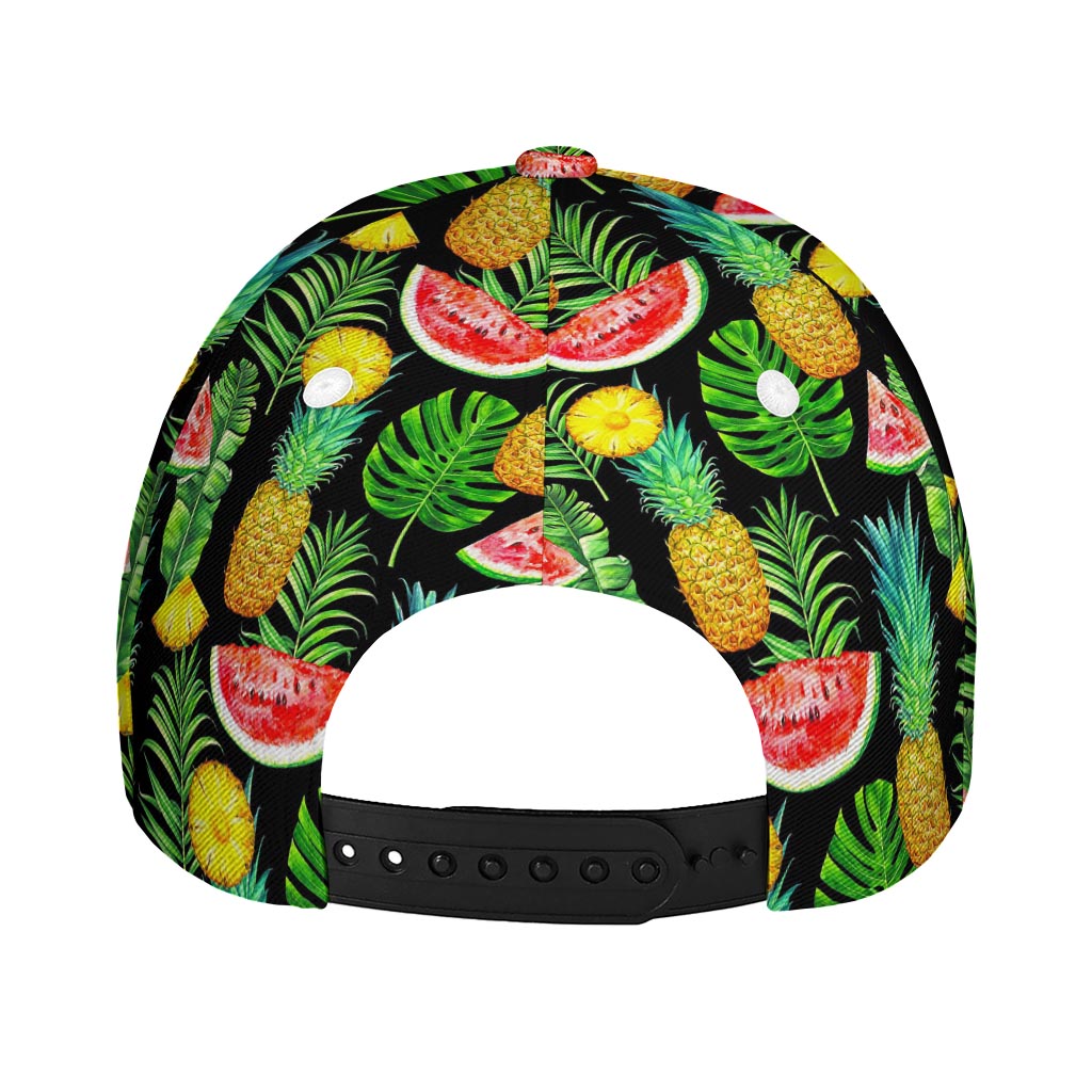 Black Tropical Pineapple Pattern Print Baseball Cap