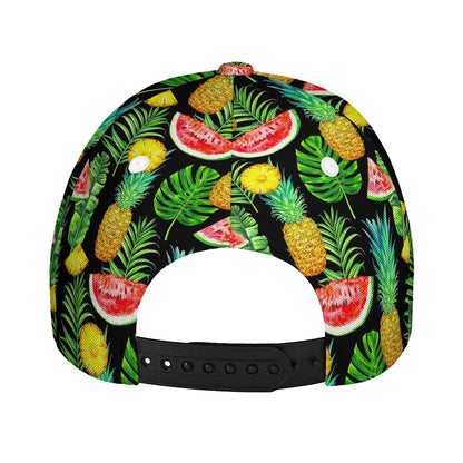 Black Tropical Pineapple Pattern Print Baseball Cap