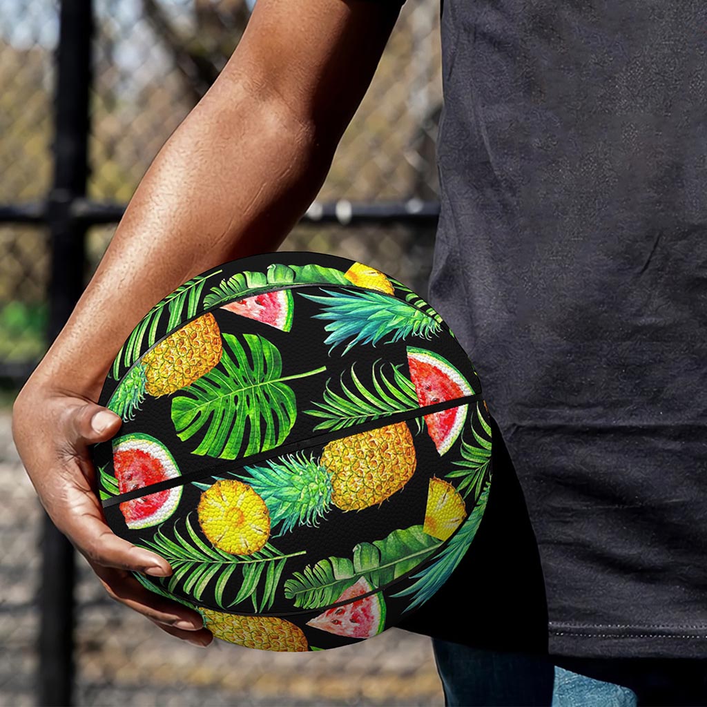 Black Tropical Pineapple Pattern Print Basketball