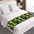 Black Tropical Pineapple Pattern Print Bed Runner