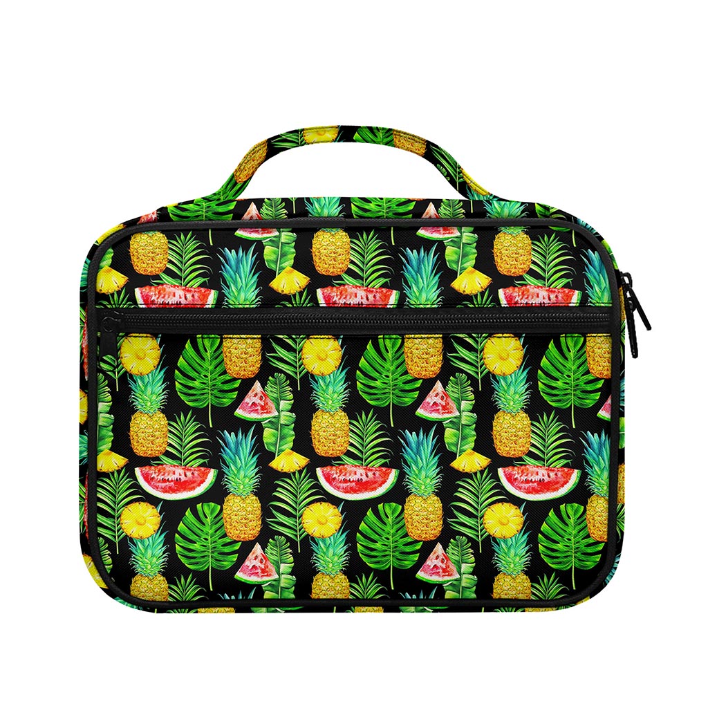 Black Tropical Pineapple Pattern Print Briefcase Bible Bag