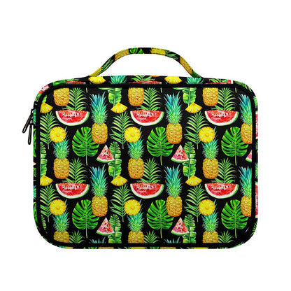 Black Tropical Pineapple Pattern Print Briefcase Bible Bag