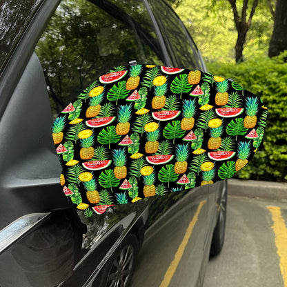 Black Tropical Pineapple Pattern Print Car Side Mirror Covers