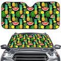 Black Tropical Pineapple Pattern Print Car Windshield Sun Shade