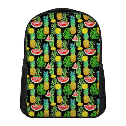 Black Tropical Pineapple Pattern Print Casual Backpack