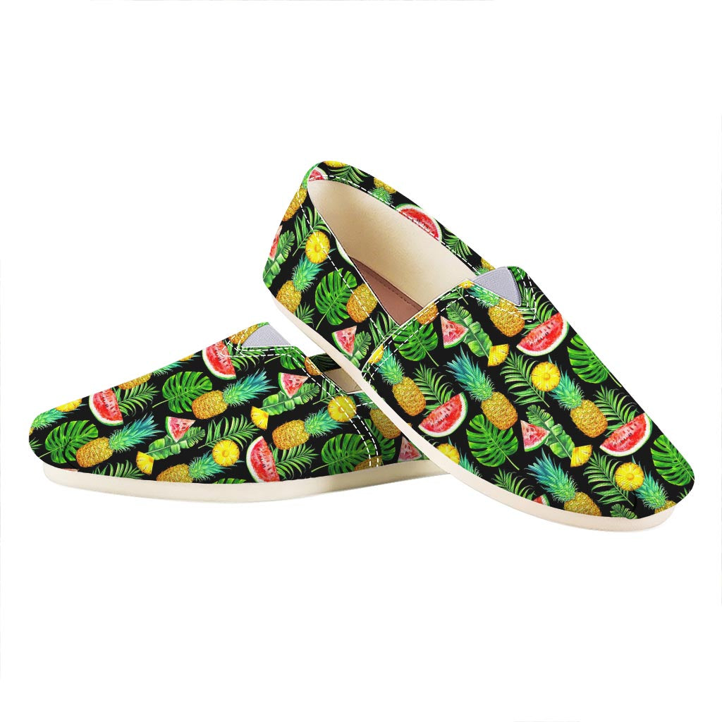 Black Tropical Pineapple Pattern Print Casual Shoes