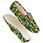 Black Tropical Pineapple Pattern Print Casual Shoes