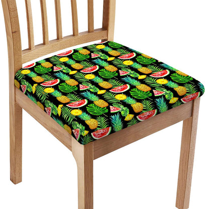 Black Tropical Pineapple Pattern Print Chair Cushion Cover