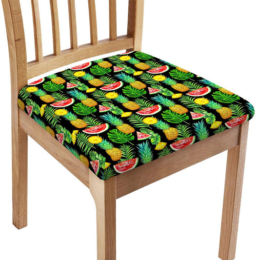 Black Tropical Pineapple Pattern Print Chair Cushion Cover