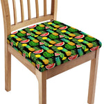 Black Tropical Pineapple Pattern Print Chair Cushion Cover