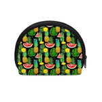 Black Tropical Pineapple Pattern Print Coin Purse