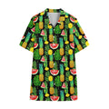 Black Tropical Pineapple Pattern Print Cotton Hawaiian Shirt