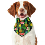 Black Tropical Pineapple Pattern Print Dog Bandana