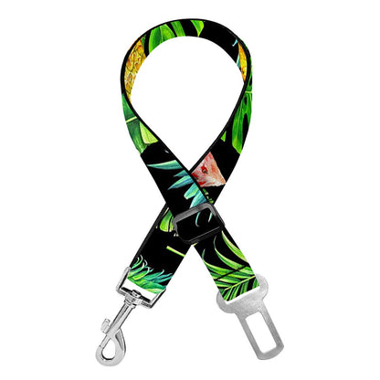 Black Tropical Pineapple Pattern Print Dog Seat Belt