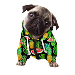 Black Tropical Pineapple Pattern Print Dog Zip Up Hoodie