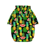 Black Tropical Pineapple Pattern Print Dog Zip Up Hoodie