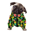 Black Tropical Pineapple Pattern Print Dog Zip Up Jacket