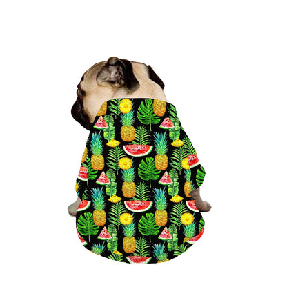 Black Tropical Pineapple Pattern Print Dog Zip Up Jacket