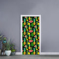 Black Tropical Pineapple Pattern Print Door Sticker