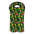 Black Tropical Pineapple Pattern Print Double Neoprene Wine Tote