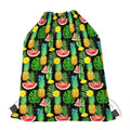 Black Tropical Pineapple Pattern Print Drawstring Bag