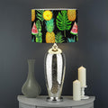 Black Tropical Pineapple Pattern Print Drum Lamp Shade