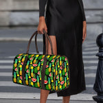 Black Tropical Pineapple Pattern Print Duffle Bag