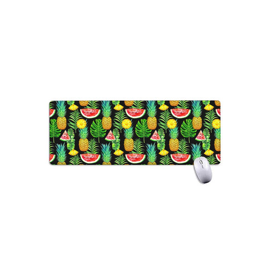 Black Tropical Pineapple Pattern Print Extended Mouse Pad