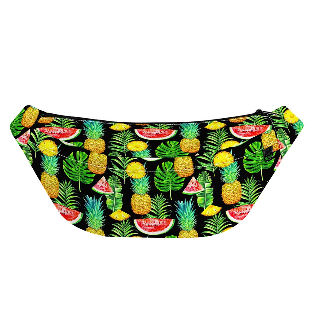 Black Tropical Pineapple Pattern Print Fanny Pack