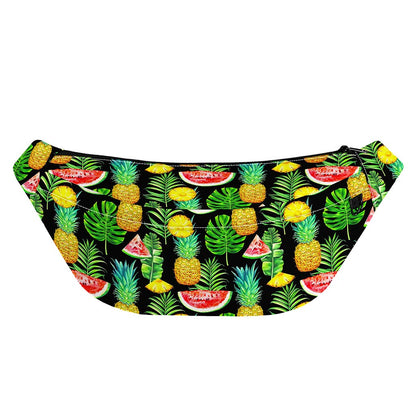 Black Tropical Pineapple Pattern Print Fanny Pack