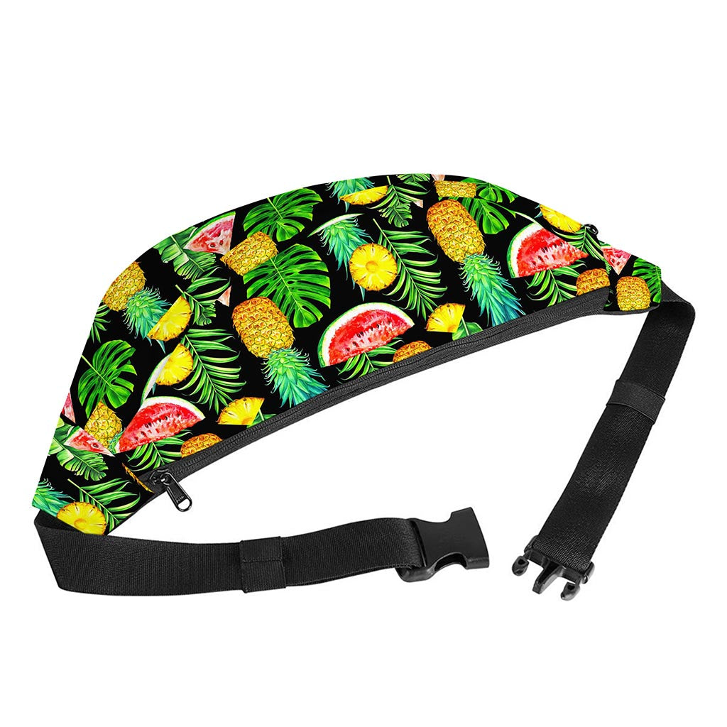 Black Tropical Pineapple Pattern Print Fanny Pack