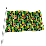Black Tropical Pineapple Pattern Print Flag