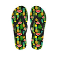Black Tropical Pineapple Pattern Print Flip Flops