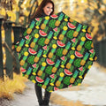 Black Tropical Pineapple Pattern Print Foldable Umbrella