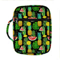 Black Tropical Pineapple Pattern Print Front Pocket Bible Bag