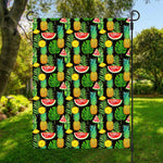 Black Tropical Pineapple Pattern Print Garden Flag
