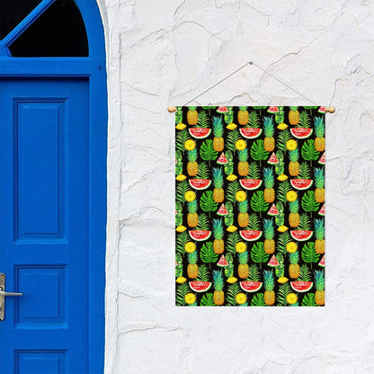 Black Tropical Pineapple Pattern Print Garden Flag