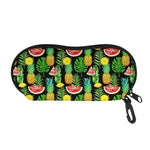 Black Tropical Pineapple Pattern Print Glasses Case