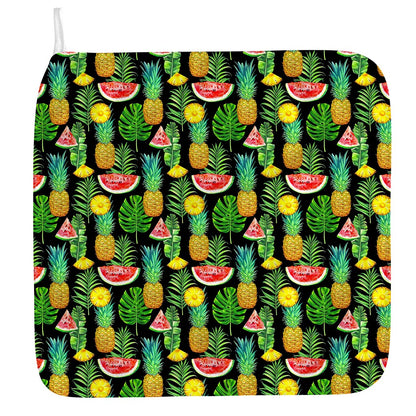 Black Tropical Pineapple Pattern Print Hand Towel