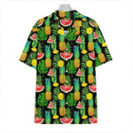 Black Tropical Pineapple Pattern Print Hawaiian Shirt