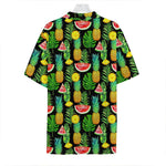 Black Tropical Pineapple Pattern Print Hawaiian Shirt